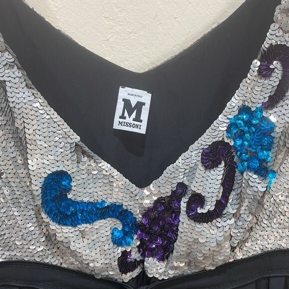 M Missoni Black Silk Silver & Purple Sequin Cocktail Dress - 2 -New Year's Eve! - Picture 8 of 12